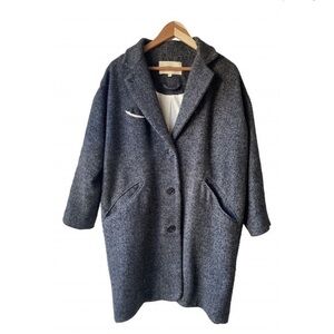 Isabel Marant Etoile Coat Womens 0 Grey Excellent Tweed Wool Blend Oversized